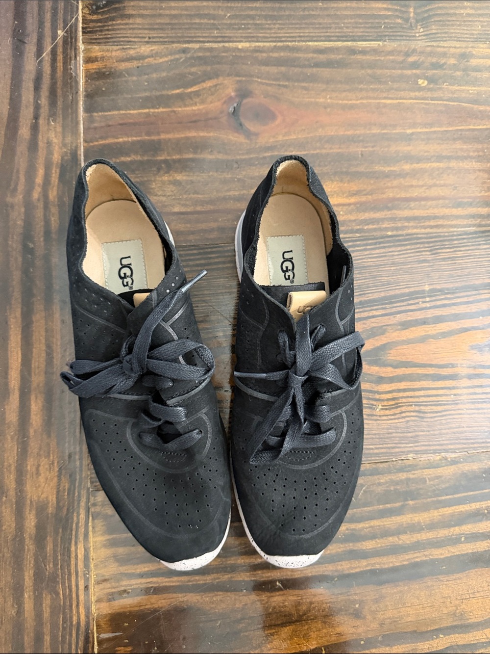 UGG Women’s Black Perforated Suede Lace-Up Sneakers